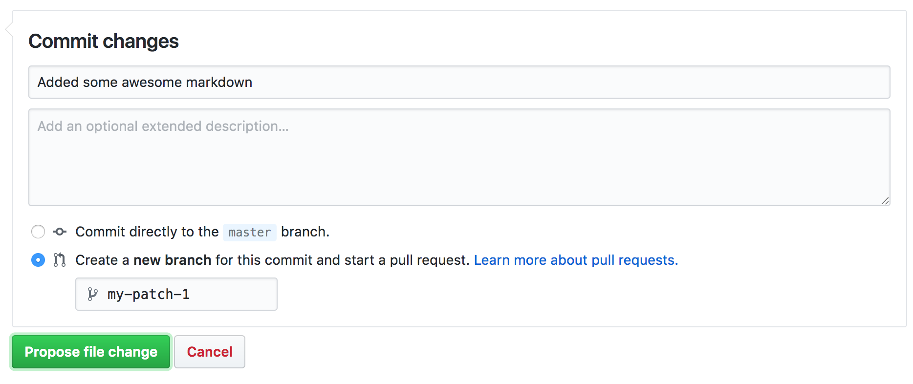 Commit and create pull request