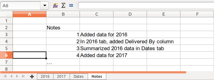 spreadsheet setup